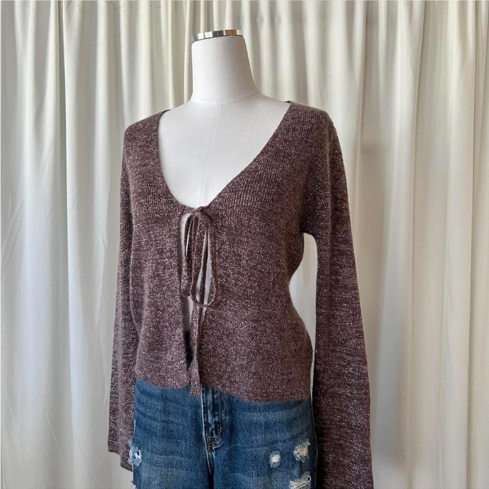 Vintage Y2K Hennes Collection Metallic tie-front cardigan wool blend size XL. - Picture 3 of 8